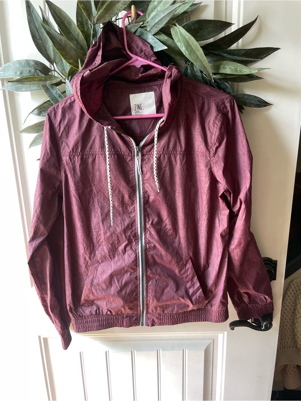 Zine Clothing women’s Maroon Hooded Windbreaker Jacket